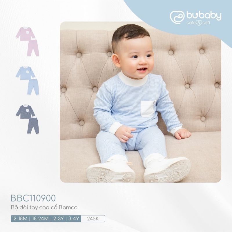 Bộ dài tay cao cổ Bubaby cho bé trai, bé gái