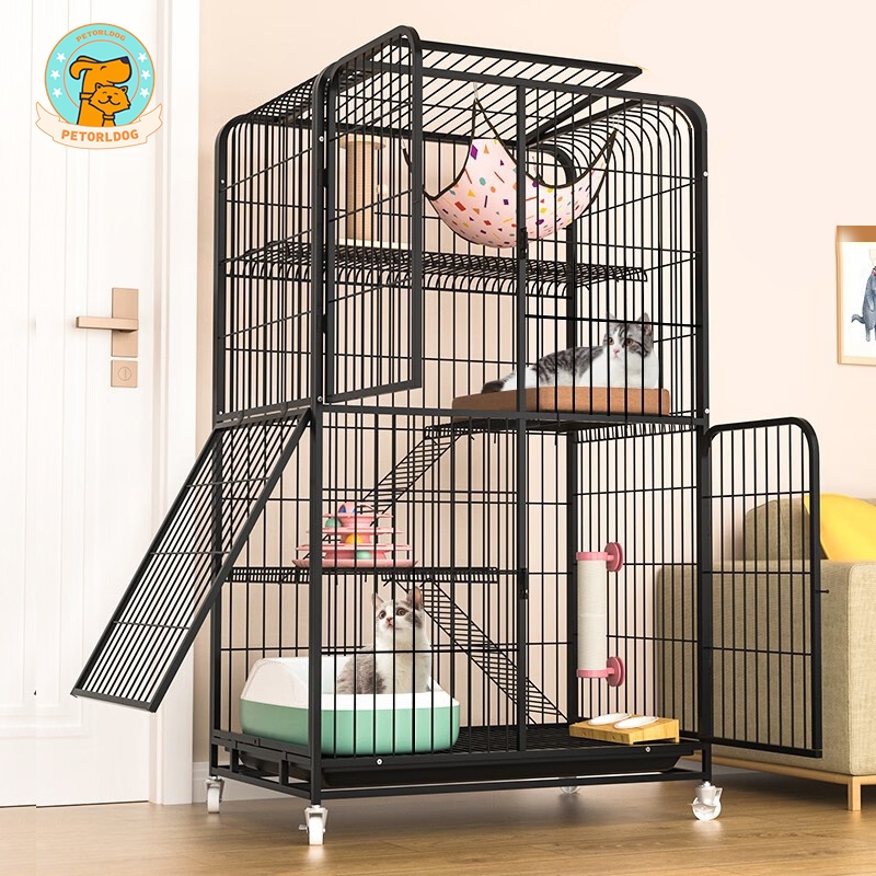 🐱Petorldog🐶 Chuồng mèo 3 tầng Lồng Nan Ống Nhiều Tầng Có Bánh Xe tặng kèm khay vệ sinh đủ kích thướ 2/3/4 tầng