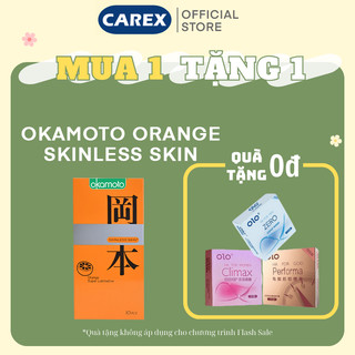 [CHÍNH HÃNG] Bao Cao Su Okamoto Skinless Skin Orange Lubricated 0.05, Hộp 10 bao, Nhật Bản, Hương Cam ngọt ngào