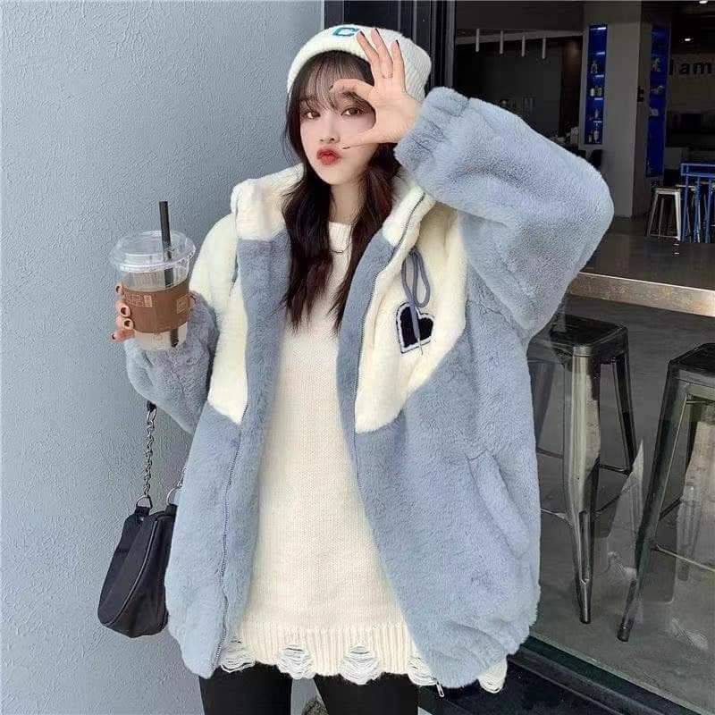 Áo Khoác Nữ, Áo Khoác Lông Hình Tym Phong Cách Hàn quốc Hàng Loại 1