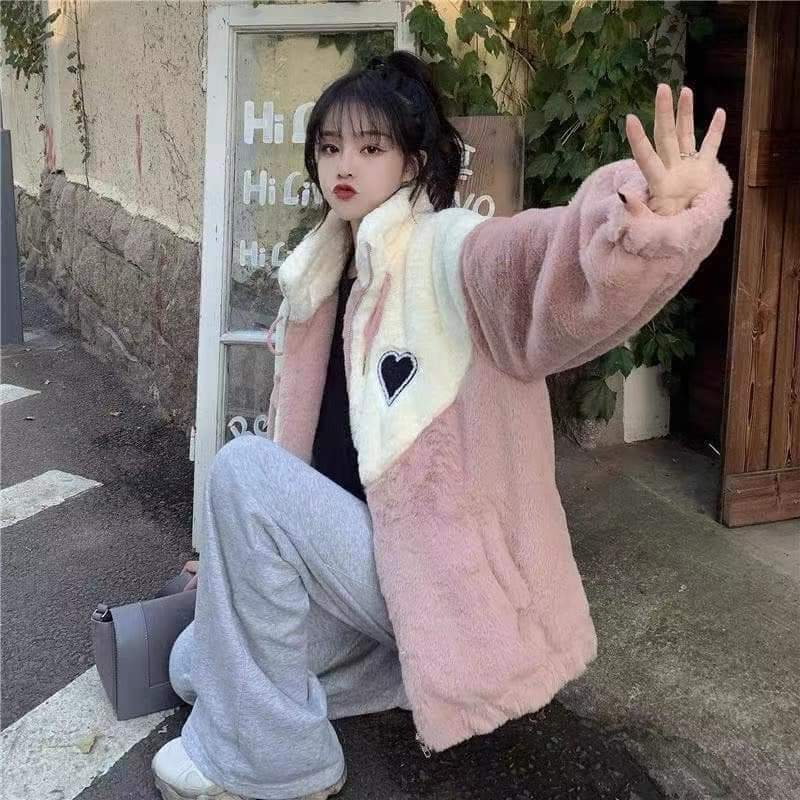 Áo Khoác Nữ, Áo Khoác Lông Hình Tym Phong Cách Hàn quốc Hàng Loại 1