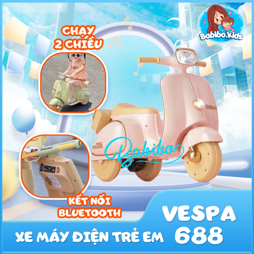 Xe máy điện trẻ em, xe máy vepa cho bé BABIBO KIDS mã 688