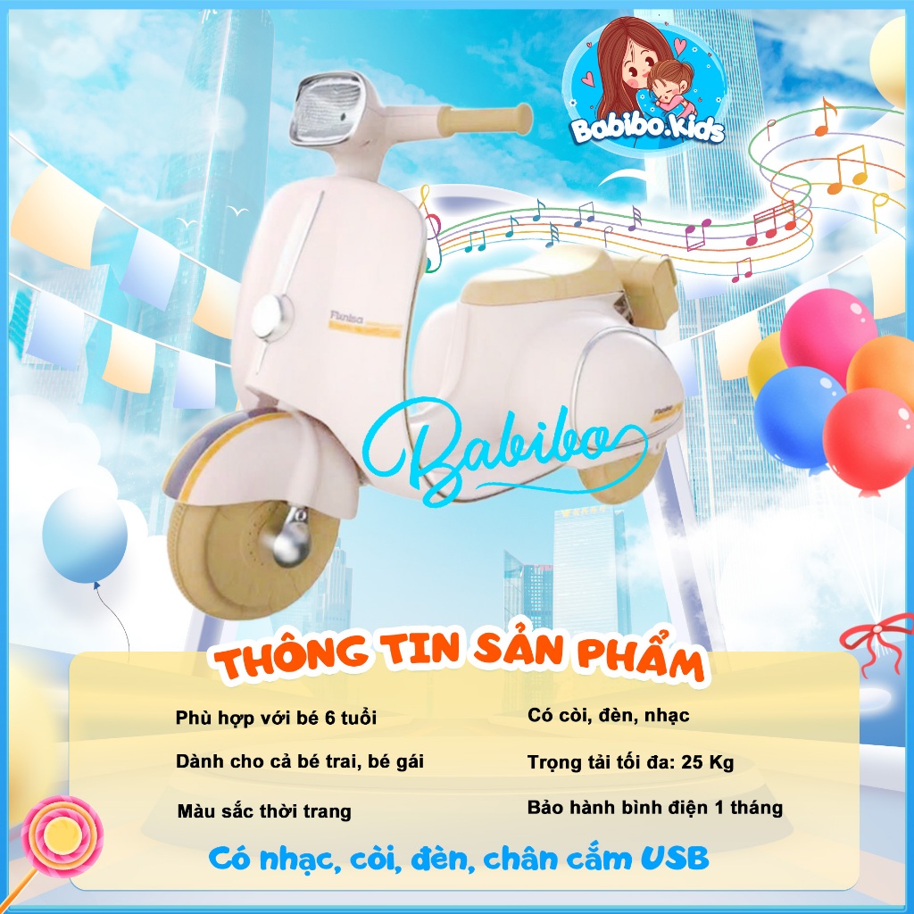 Xe máy điện trẻ em, xe máy vepa cho bé BABIBO KIDS mã 688