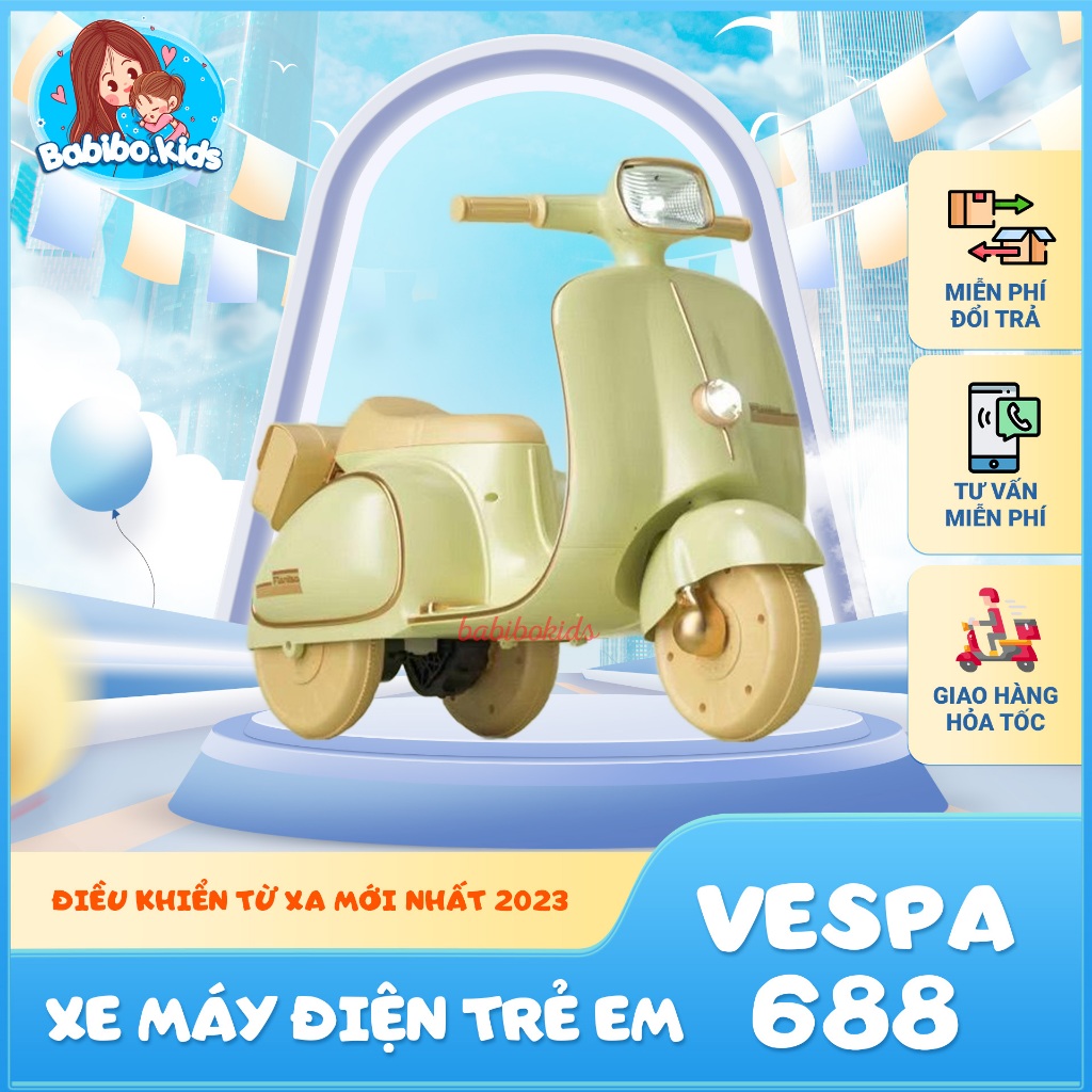Xe máy điện trẻ em, xe máy vepa cho bé BABIBO KIDS mã 688