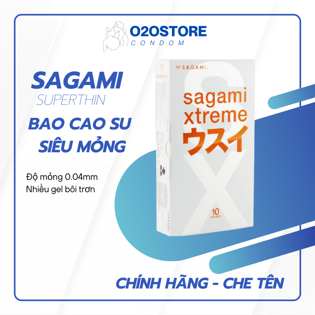 Bao cao su Sagami Superthin - siêu mỏng, co giãn tốt, ôm sát chống tuột, nhiều gel bôi trơn