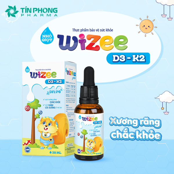 Thực Phẩm Bổ Sung Nhỏ Giọt Wizee D3 K2 Giúp Tăng Cường Hấp Thu Calci, Phát Triển Chiều Cao Cho Trẻ 25ml TTP060