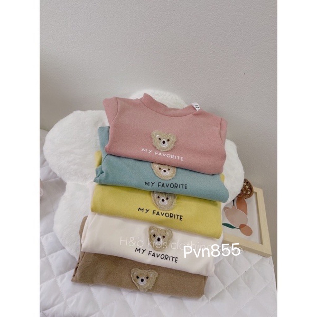 Áo nhung lông gắn gấu cute cho bé