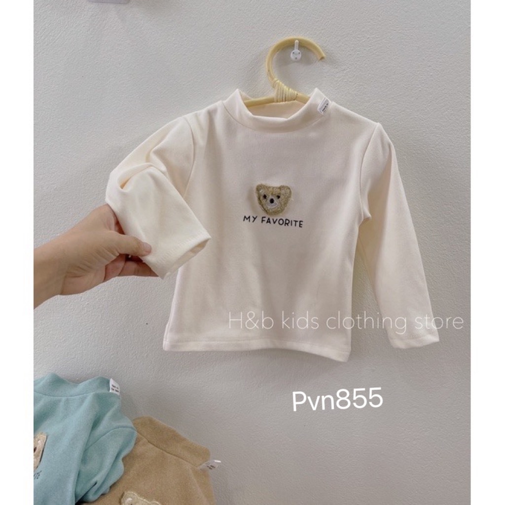 Áo nhung lông gắn gấu cute cho bé