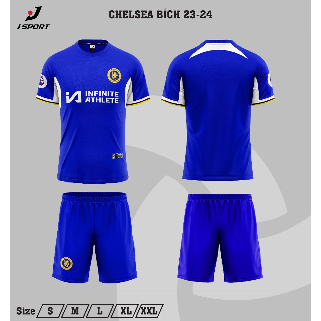 Bộ Quần Áo Bóng Đá Chelsea 2023 Logo Thêu , Thun Lạnh Cao Cấp, Không Nhăn, Không Xù Lông B3