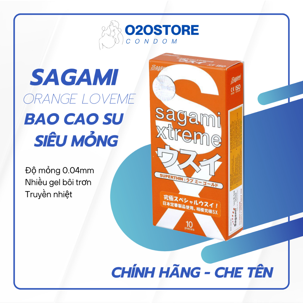 Bao cao su Sagami Loveme Orange - siêu mỏng, co giãn tốt, ôm sát chống tuột, Hàng chính hãng