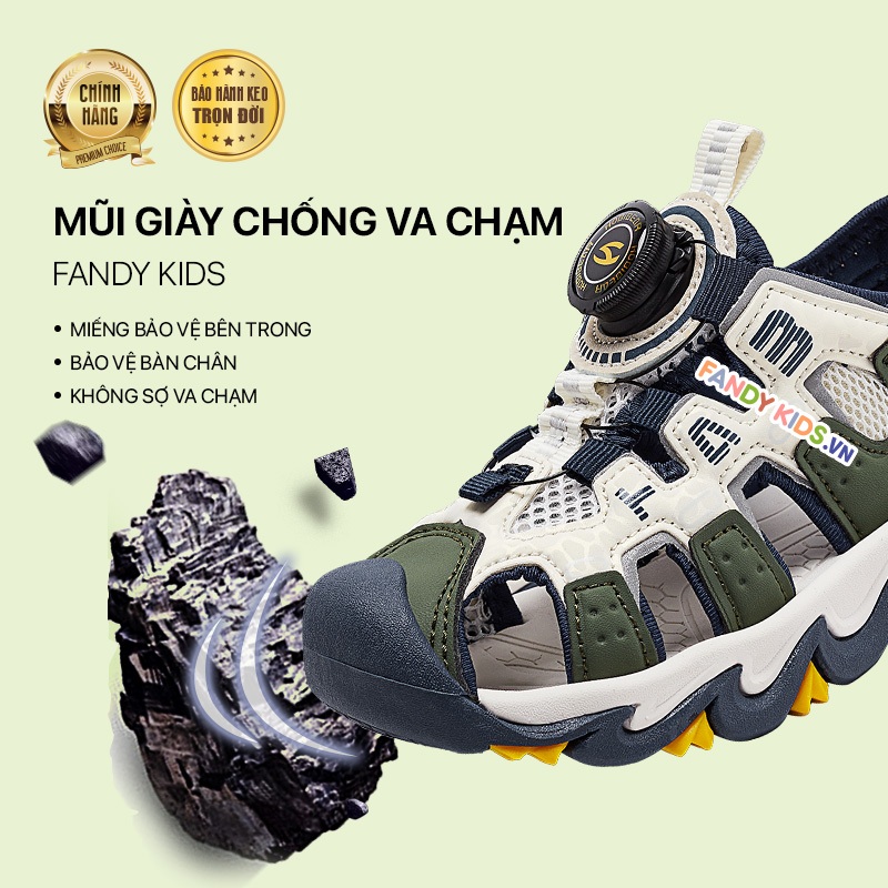 Giày Sandal trẻ em Fandy Kids Khóa vặn Eva Xanh Lục AU7880