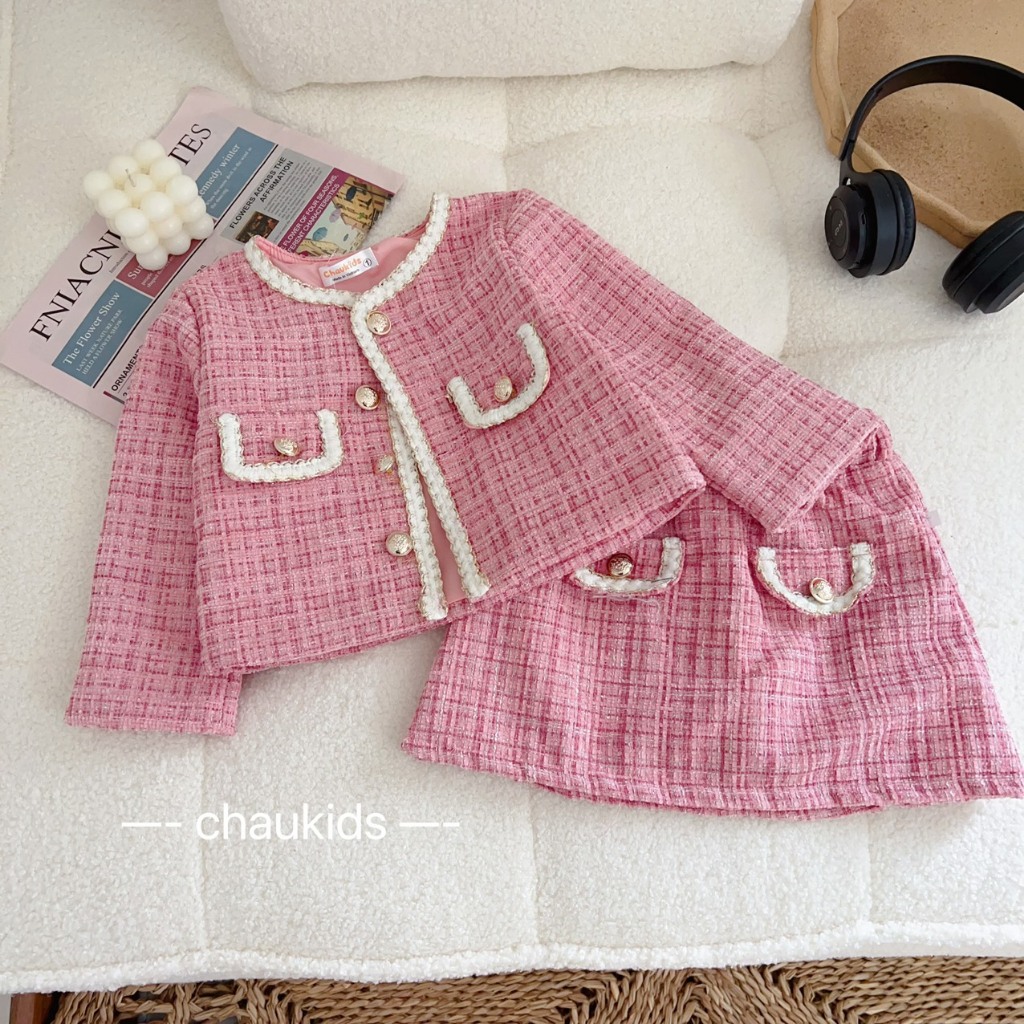 SET NHUNG ÁO DẠ BÉ GÁI XINH XẮN 8-28KG