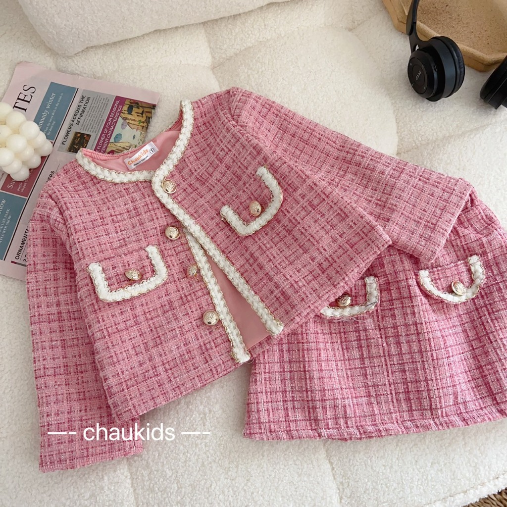 SET NHUNG ÁO DẠ BÉ GÁI XINH XẮN 8-28KG