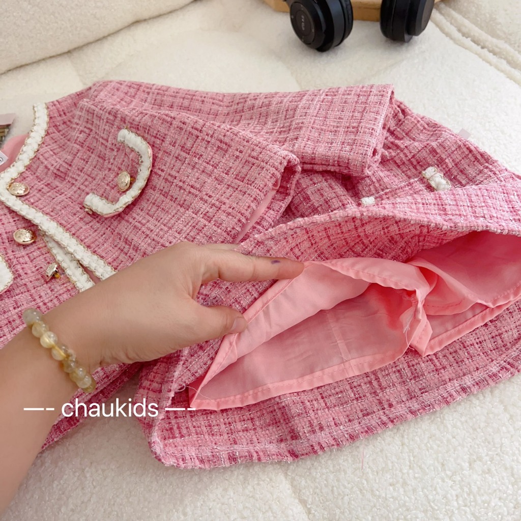 SET NHUNG ÁO DẠ BÉ GÁI XINH XẮN 8-28KG