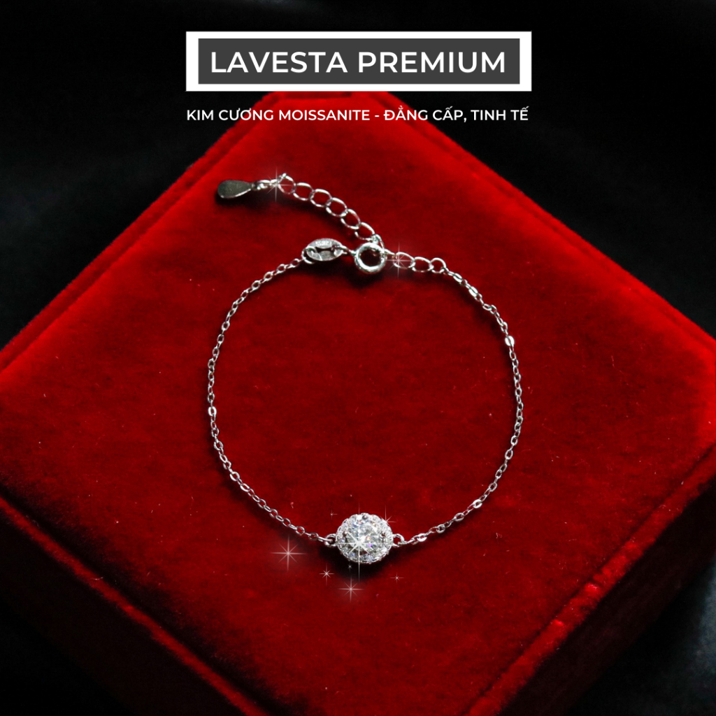 Lắc tay kim cương Moissanite 5 ly kiểm định GRA, bạc xi bạch kim LAVESTA KC86 Celina thanh lịch, tinh tế
