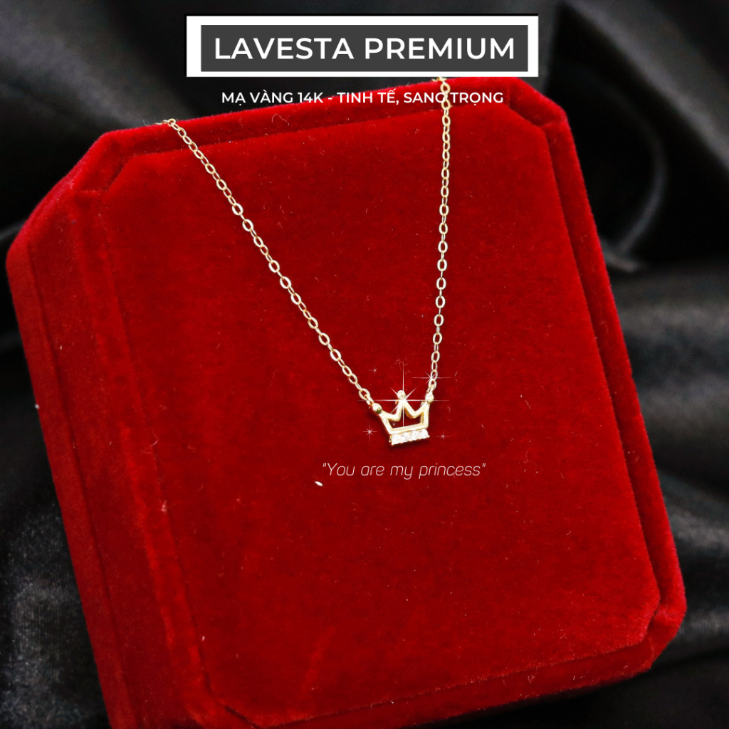 Dây chuyền nữ mạ vàng 14K cao cấp LAVESTA LAV031 vương miện You are my princess