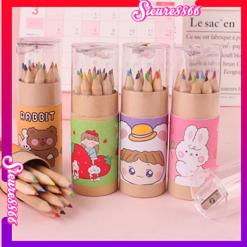 Bút chì màu hộp 12 màu, bút màu cho bé cực kỳ dễ thương,bộ dụng cụ học tập không thể thiếu cho bé