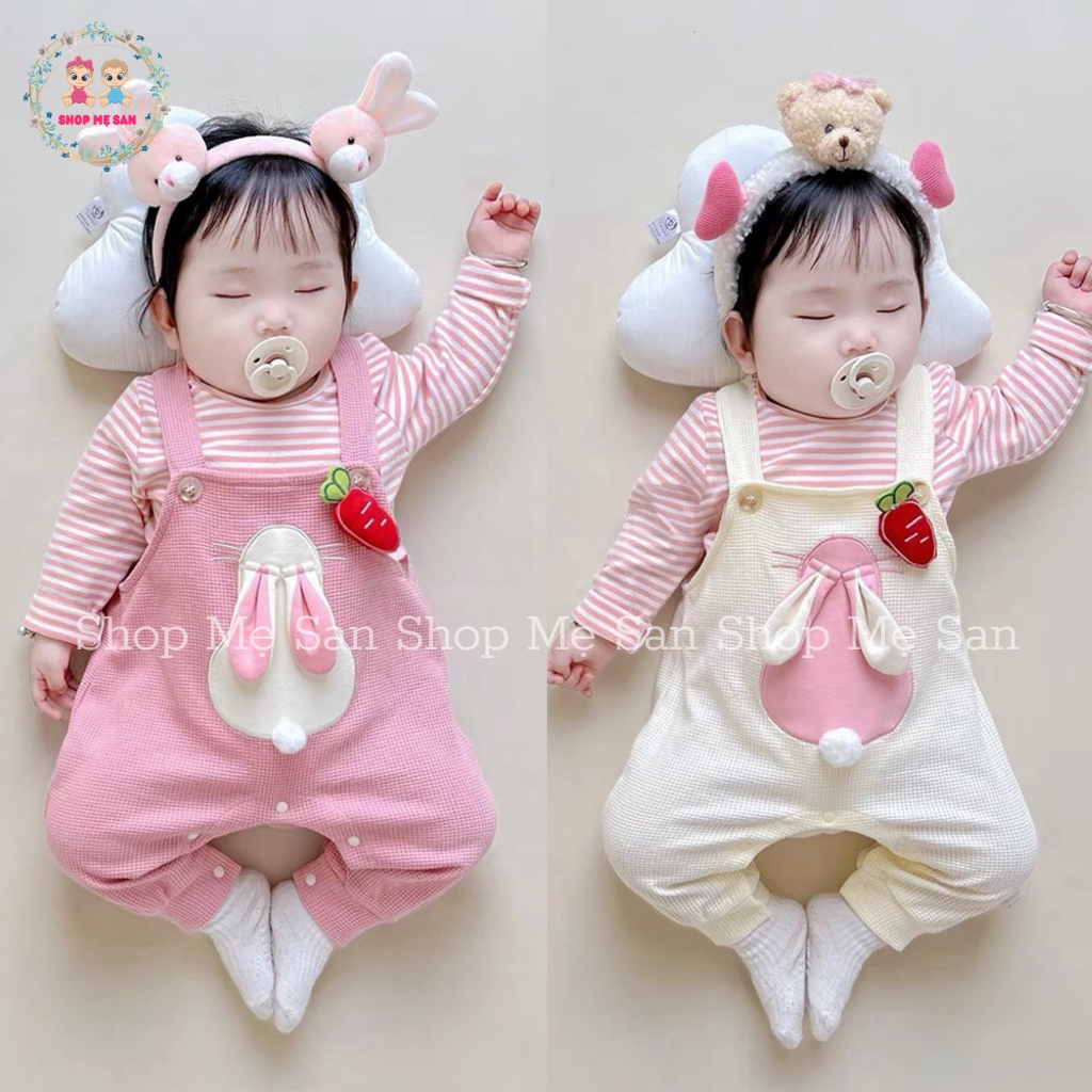 Yếm Cho Bé Gái, Set Áo + Yếm Tai Thỏ Với Áo Chất Zip Lông 2 Mặt Mềm Mịn, Yếm Vải Tổ Ong Mềm Đẹp - MSD9