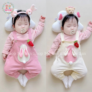 Yếm cho bé gái, set áo + yếm tai thỏ với áo chất zip lông 2 mặt mềm mịn, yếm vải tổ ong mềm đẹp - msd9