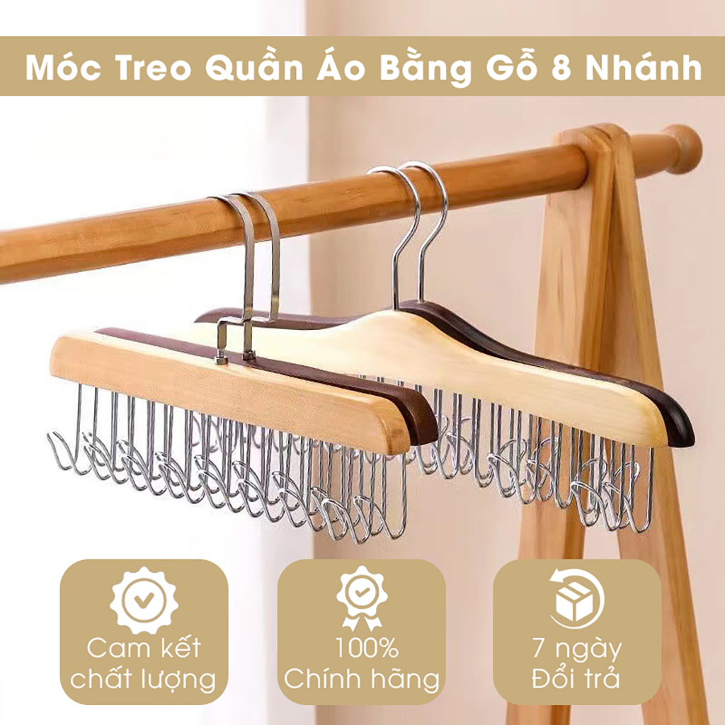Móc Gỗ Treo Đồ Lót, Khăn , Thắt Lưng, Cà Vạt, Áo 2 Dây Đa Năng Tiện Dụng
