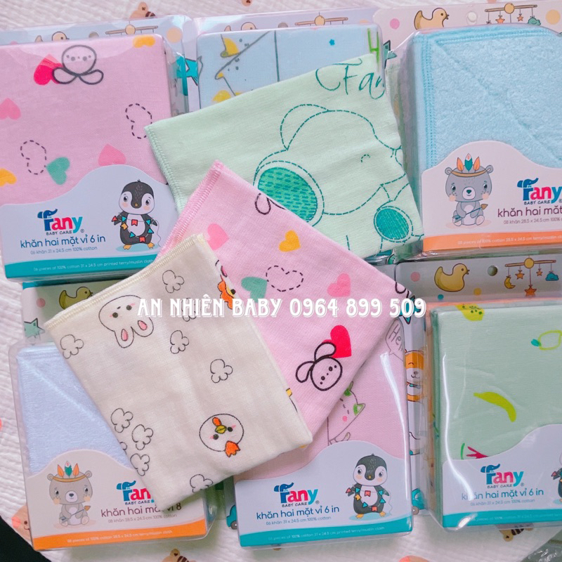KHĂN SỮA FANY 2 MẶT 100% COTTON