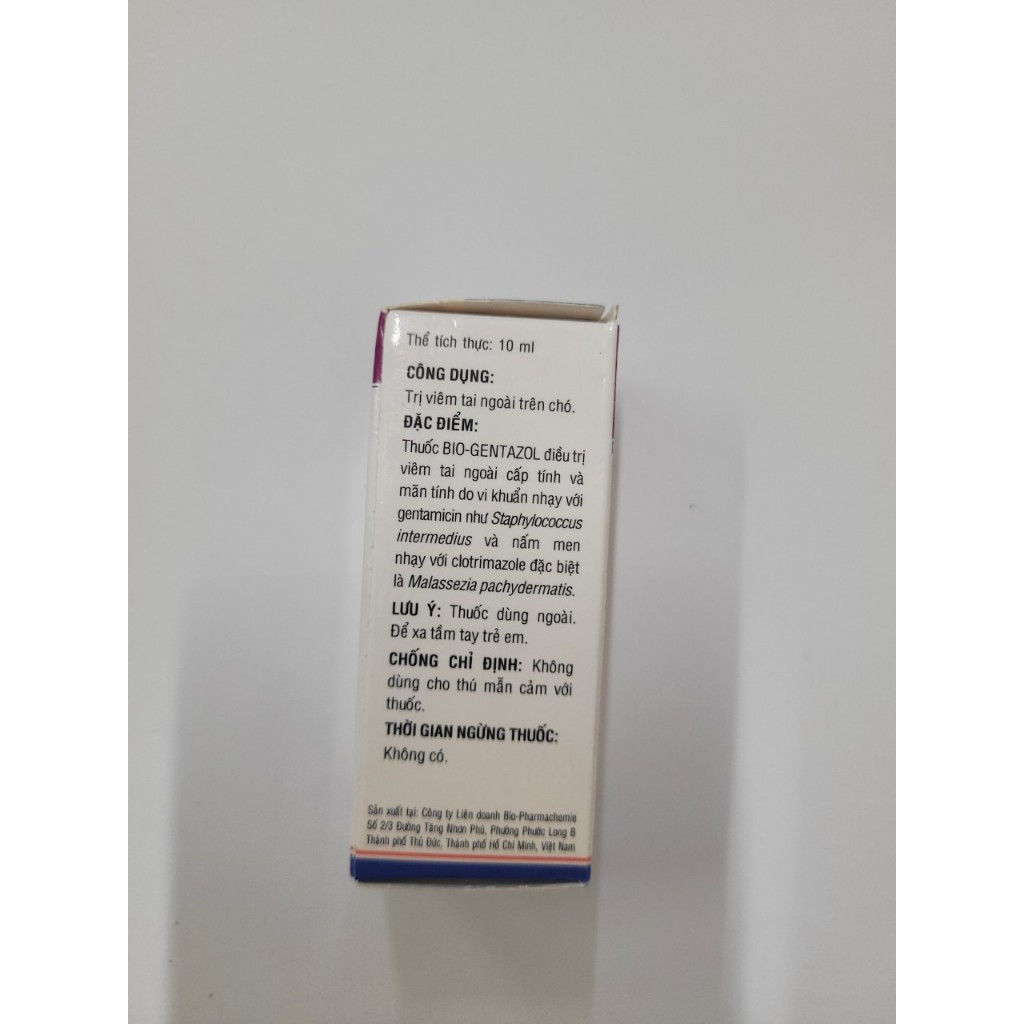Nhỏ viêm tai cho chó mèo Bio gentazol 10ml