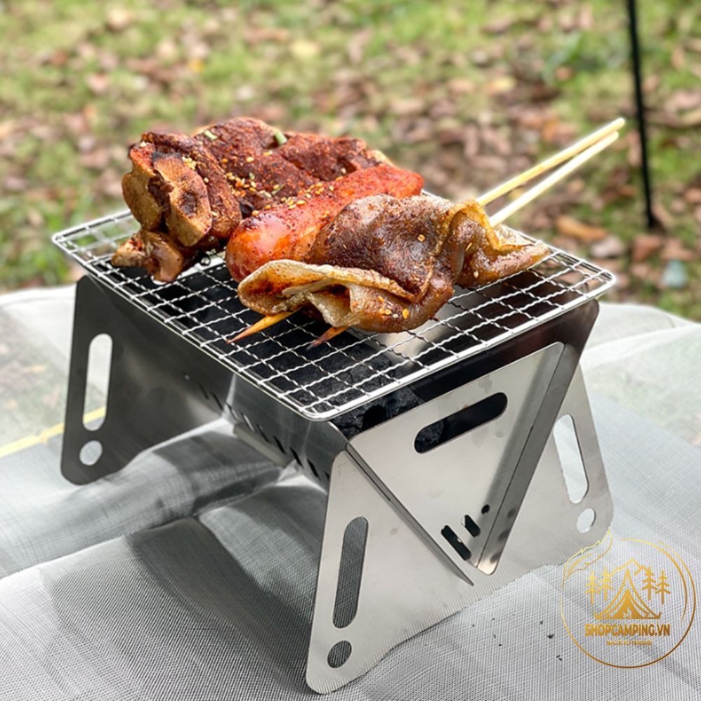 Bếp nướng BBQ, bếp nướng than hoa gấp gọn dã ngoại mini cho 2-3 người - Camping VietNam