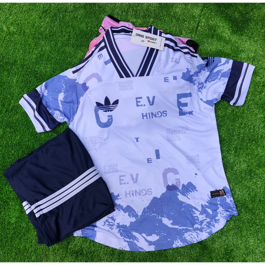 Bộ quần áo bóng đá không logo 3 lá hoạ tiết mới - In tên số áo theo yêu cầu - Hàng thun lạnh cao cấp