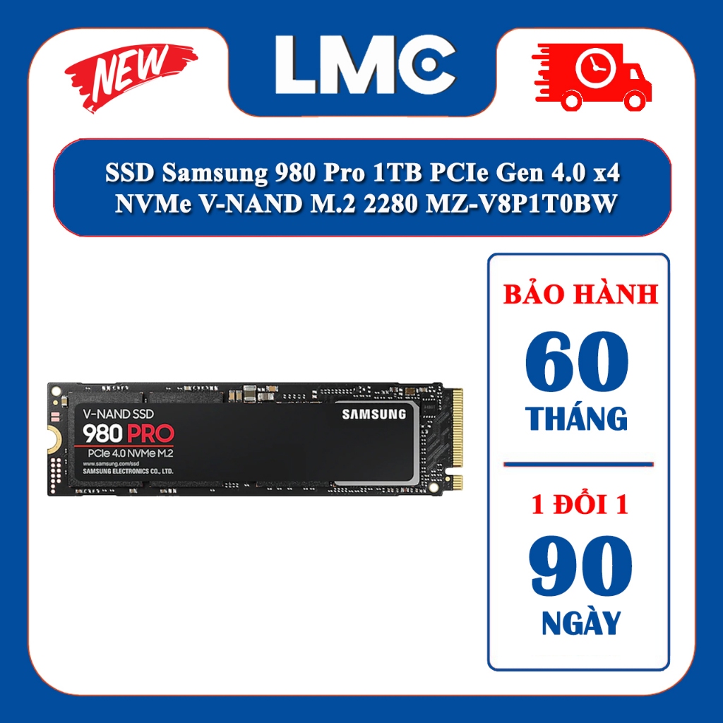 SSD Samsung 980 Pro 1TB PCIe Gen 4.0 x4 NVMe V-NAND M.2 2280 MZ-V8P1T0BW