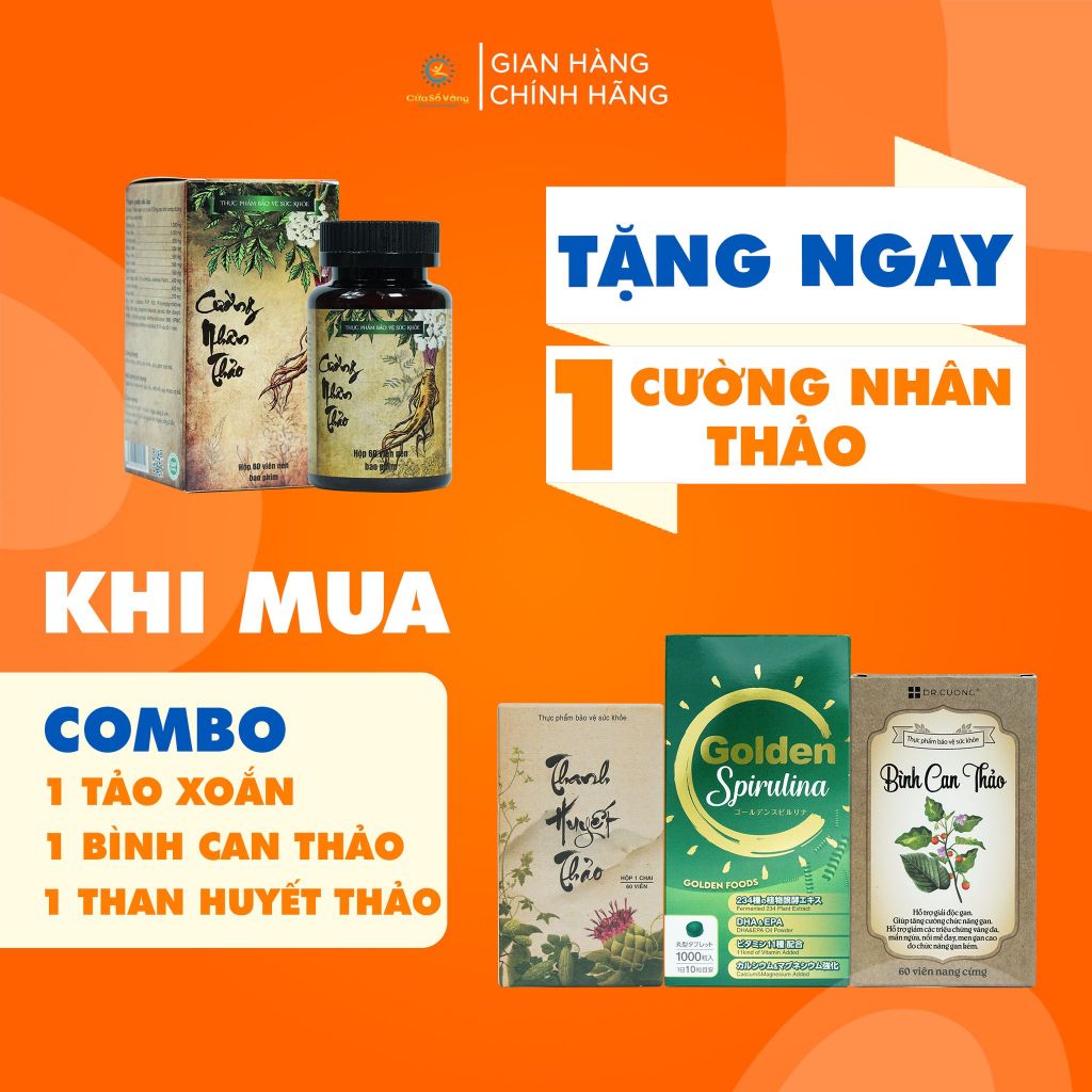 Combo Bảo Vệ Sức Khoẻ 20 (1 Tảo Xoắn Golden Spirulina, 1 Bình Can Thảo, 1 Thanh Huyết Thảo) – TẶNG 1 Cường Nhân Thảo Vên