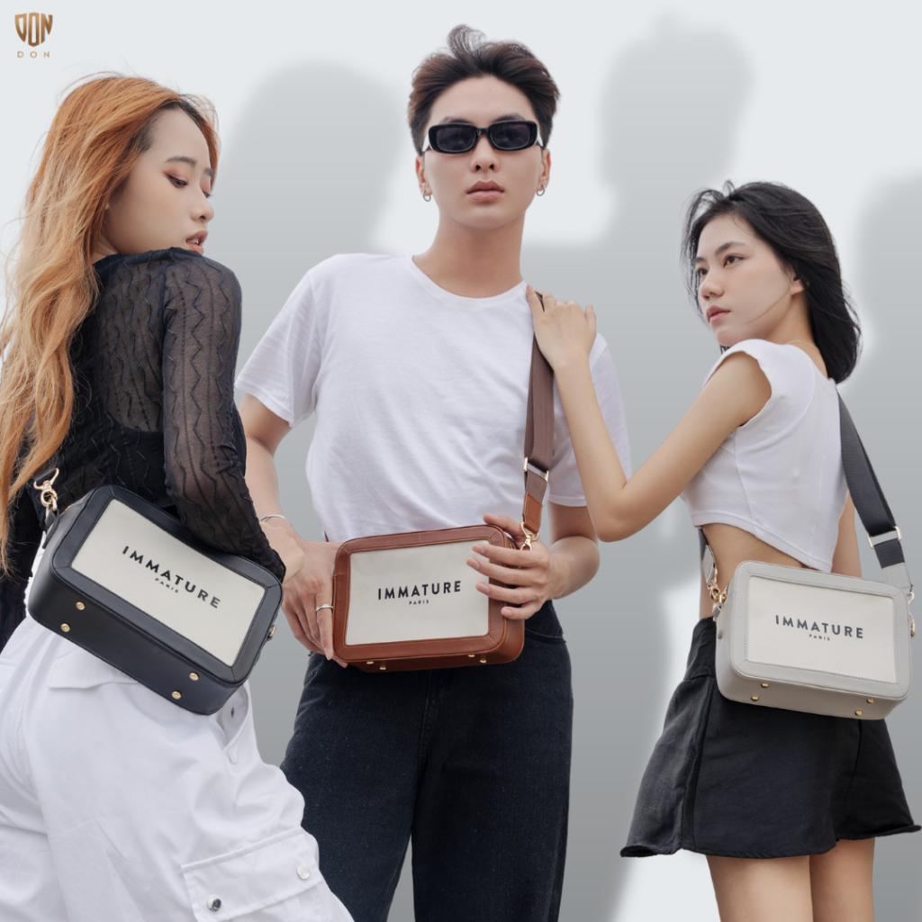 Túi Đeo Chéo Nam Nữ Unisex IMMATURE Thương Hiệu DON ITALO Túi Hộp Đeo Chéo Da Túi Hàng Hiệu Thiết Kế Cao Cấp IMMATURE