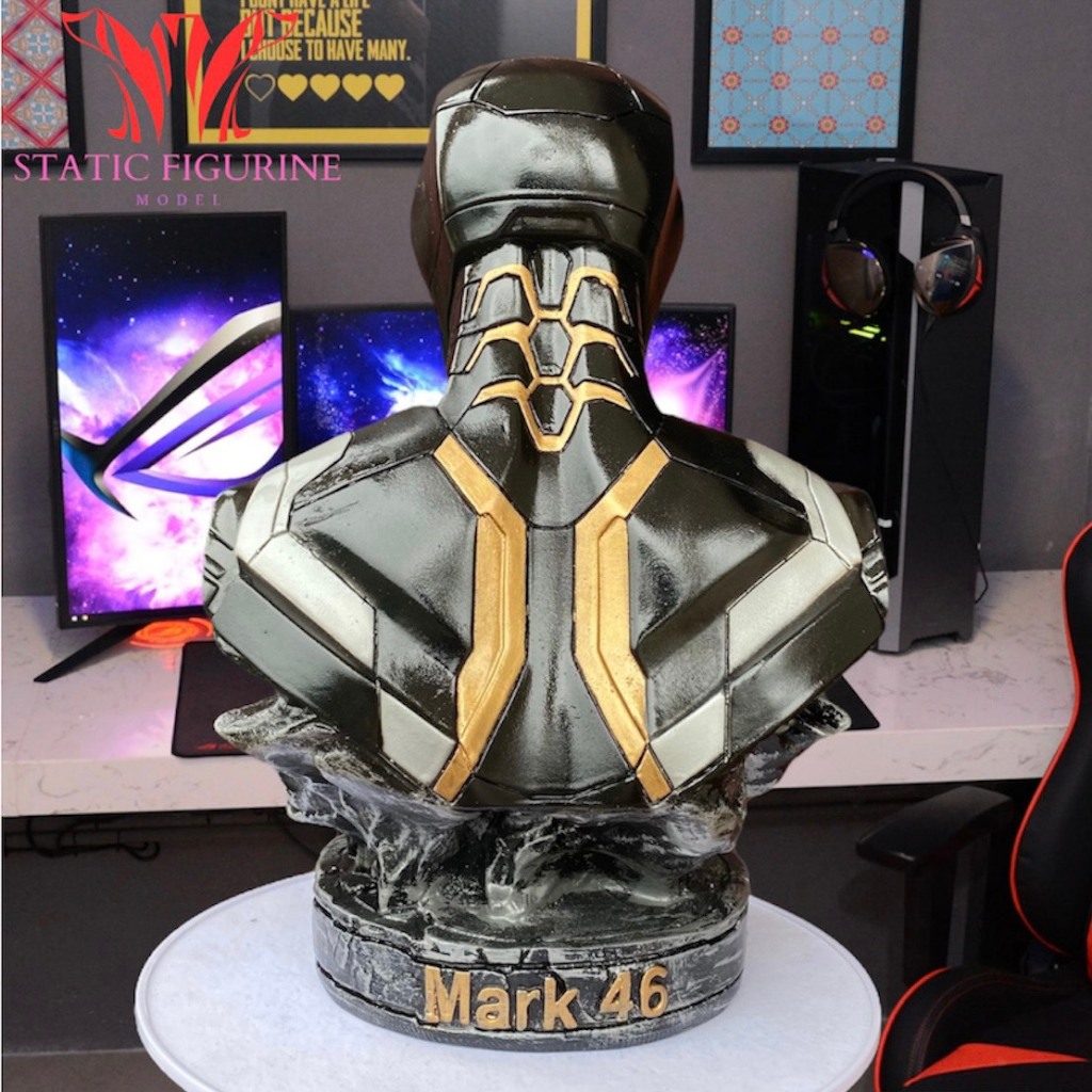 IronMan bán thân 36cm, 1,5kg mô hình tượng Tony Stark MK46 Decor phòng Gaming,bàn làm việc,quà tặng.