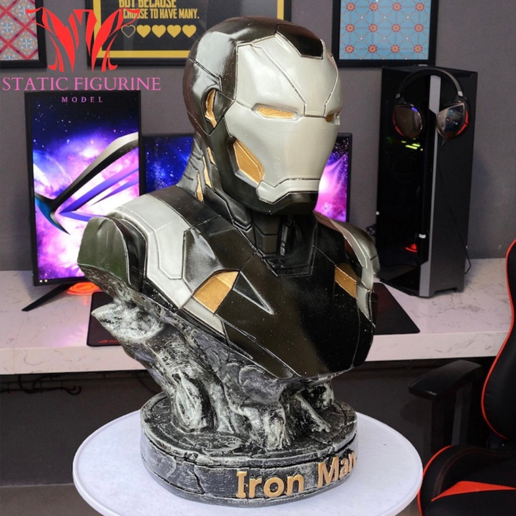 IronMan bán thân 36cm, 1,5kg mô hình tượng Tony Stark MK46 Decor phòng Gaming,bàn làm việc,quà tặng.