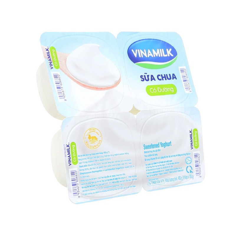 Lốc 4 hộp sữa chua có đường Vinamilk 100g