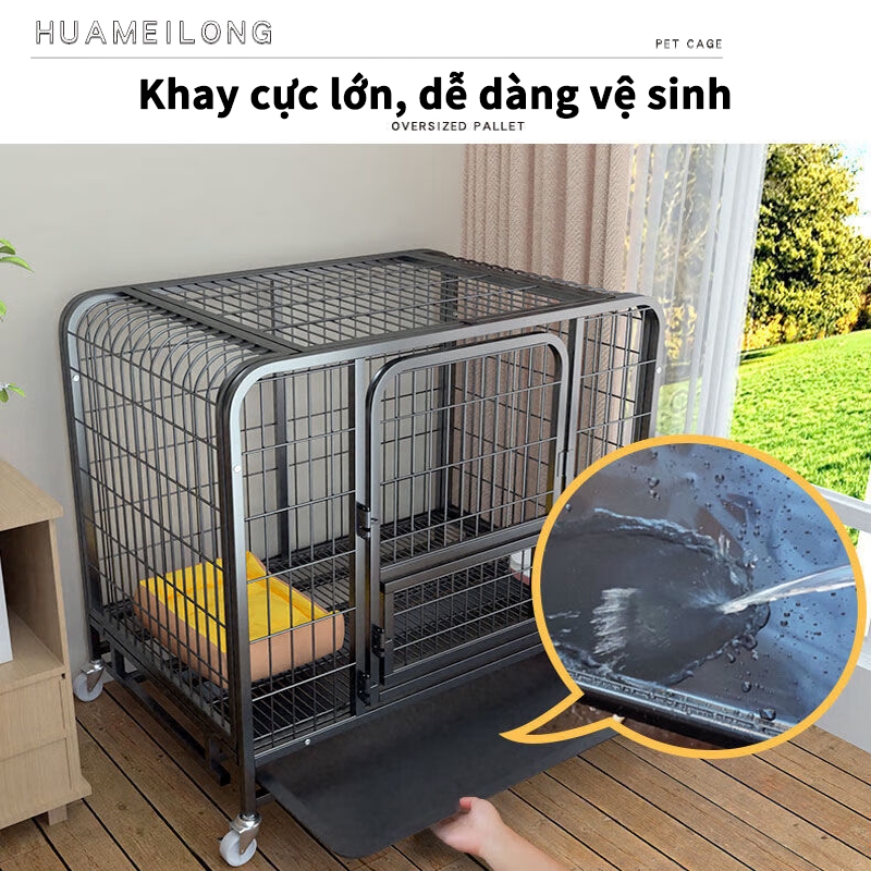 🐱Petorldog🐶 Chuồng Chó Nan Ông Màu Đen và Trắng Sơn Tĩnh Điện Dành Cho Chó Lớn Size 60/78/95/110/125 CM