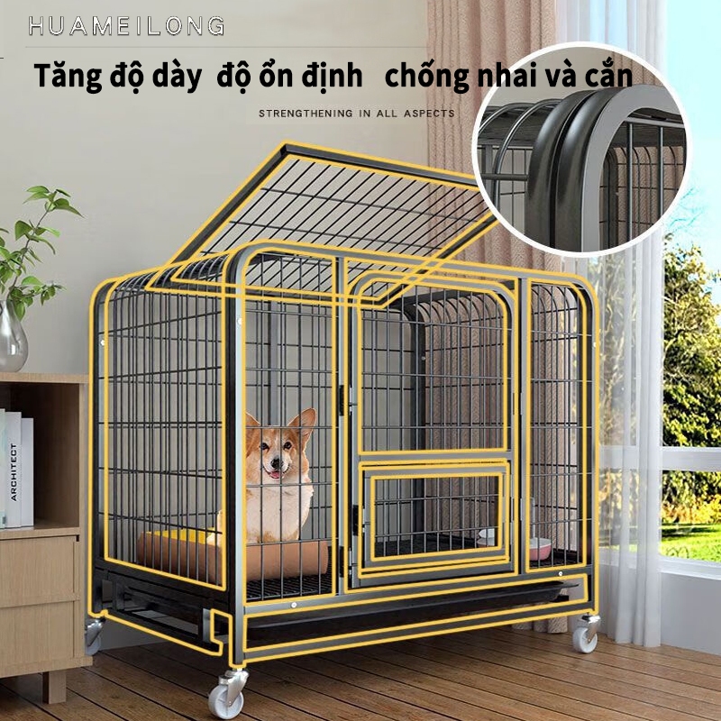 🐱Petorldog🐶 Chuồng Chó Nan Ông Màu Đen và Trắng Sơn Tĩnh Điện Dành Cho Chó Lớn Size 60/78/95/110/125 CM