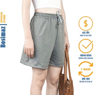 Quần Đùi Nữ Bosimaz MS417 màu xám trung lưng thun ống rộng, thun co giãn 4 chiều, vải đẹp dày, thoáng mát không xù lông.