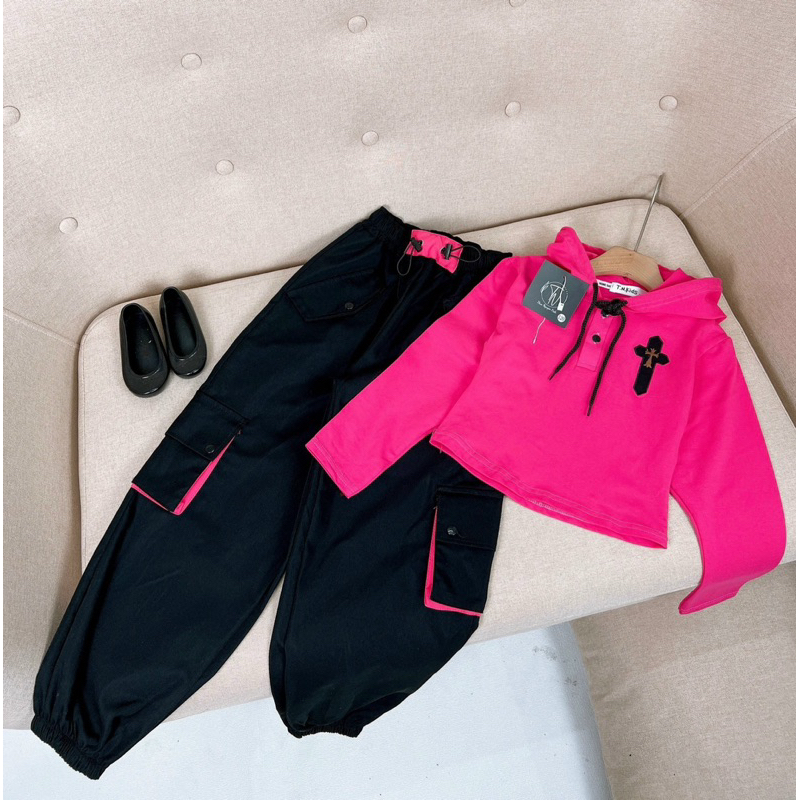 Sét Áo Hodie Quần Kaki Túi Hộp Bé Gái Size Đại 20-50kg