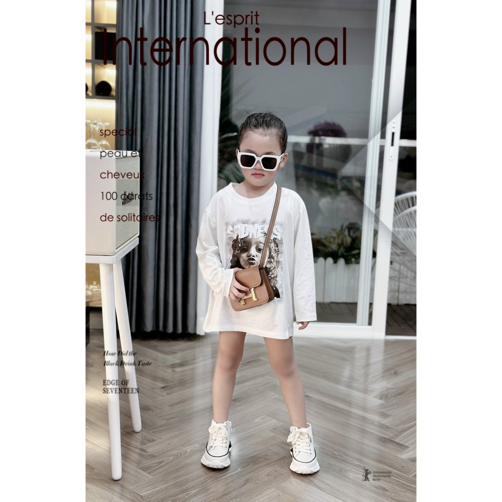 Áo thun dài tay cho bé SADNESS, áo cotton thu đông cho bé,TP KIDS,