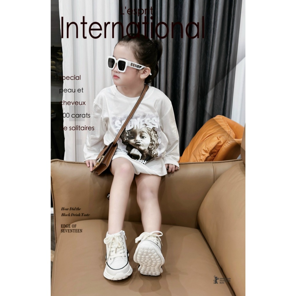 Áo thun dài tay cho bé SADNESS, áo cotton thu đông cho bé,TP KIDS,