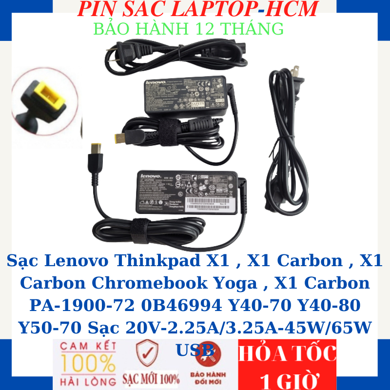 Sạc Lenovo Thinkpad X1 , X1 Carbon , X1 Carbon Chromebook Yoga , X1 Carbon PA-1900-72 0B46994 Y40-70 Y40-80 Y50-70 USB