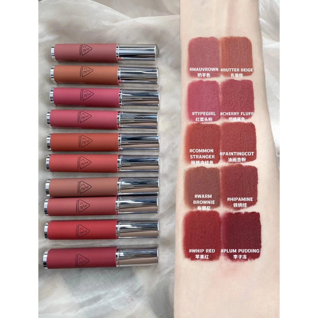 Son Kem Lì 3CE Hazy Lip Clay - 3CE Velvet Lip Tint Toilet Paper Lâu Trôi Mềm Môi Hàn Quốc Chính Hãng