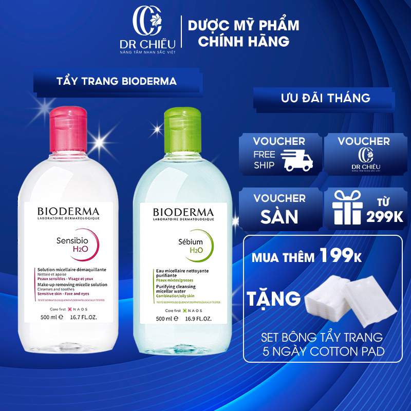 Nước tẩy trang bioderma 500ml dành cho mọi loại da chính hãng