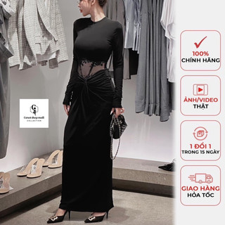 Đầm thiết kế tay dài ren lưới bụng  - CAROTSHOP