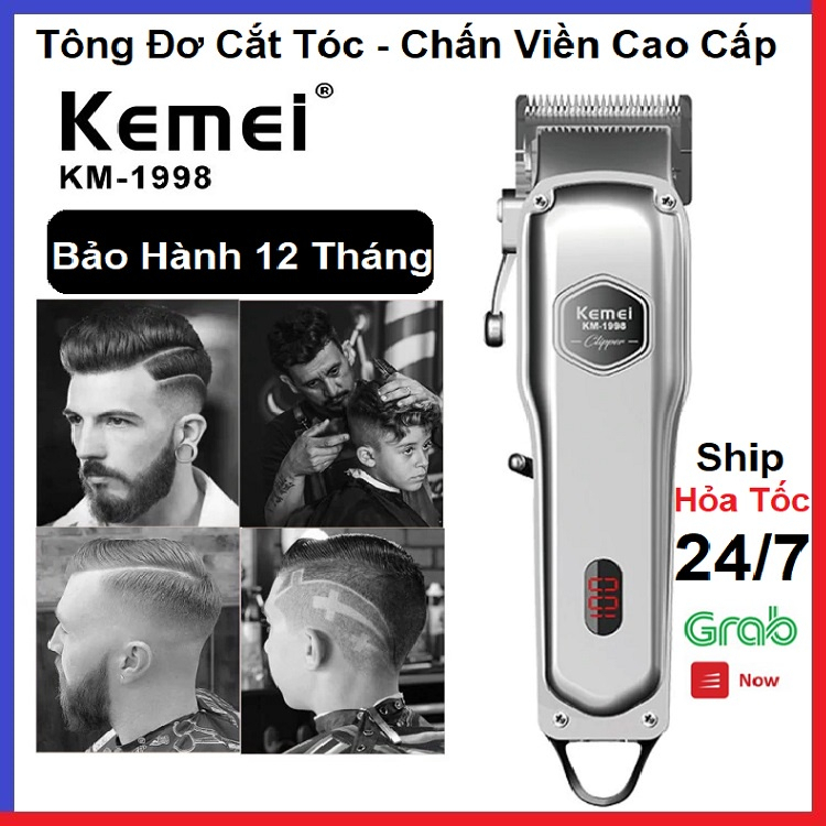 Tông đơ, Tăng đơ cắt tóc Kemei KM-1998 - Màu Bạc Nguyên Khối Đẳng Cấp Cho SALON