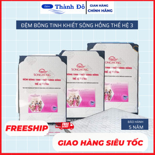 Đệm bông tinh khiết sông hồng thế hệ 3 siêu nẩy-2 mảnh