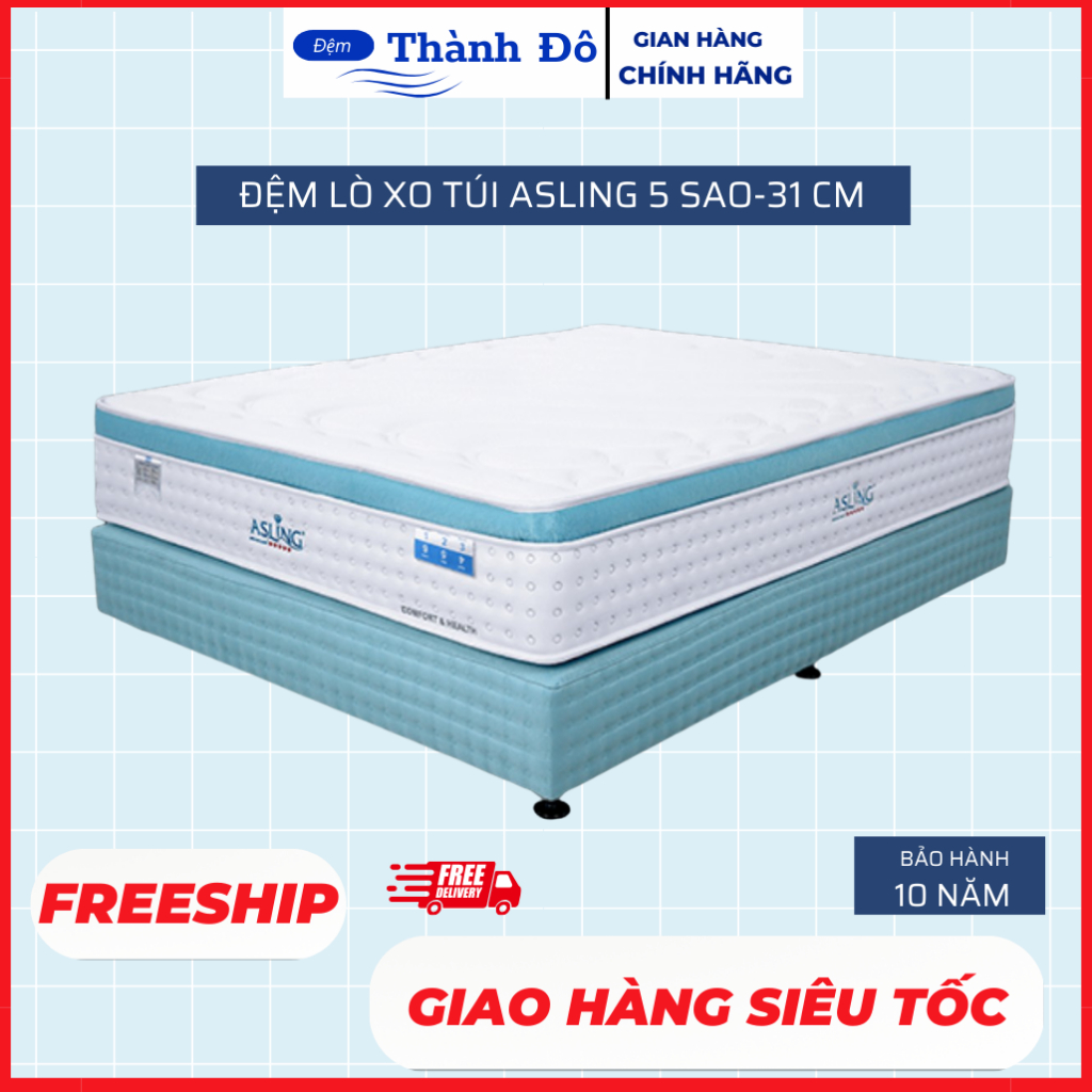 Đệm lò xo túi kim cương asling 5 sao pillow top-cao 31cm