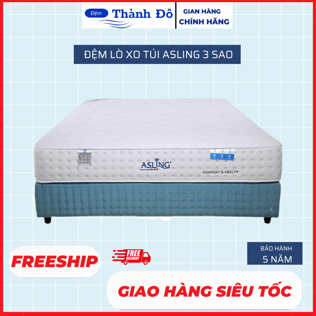 Đệm lò xo túi khách sạn kim cương asling 3 sao- cao 25cm