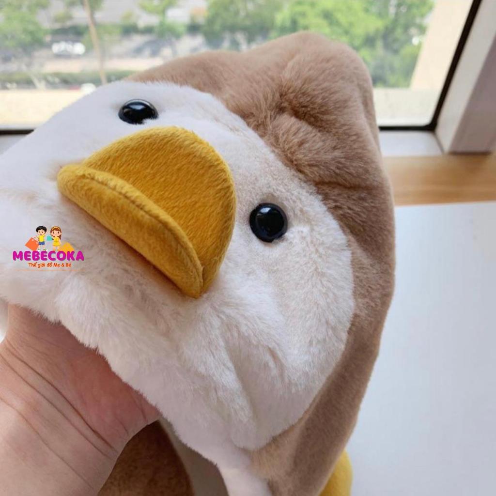 Mũ len cho bé Trai bé Gái, Mũ lông hình chú vịt con siêu ấm kèm khăn cho bé
