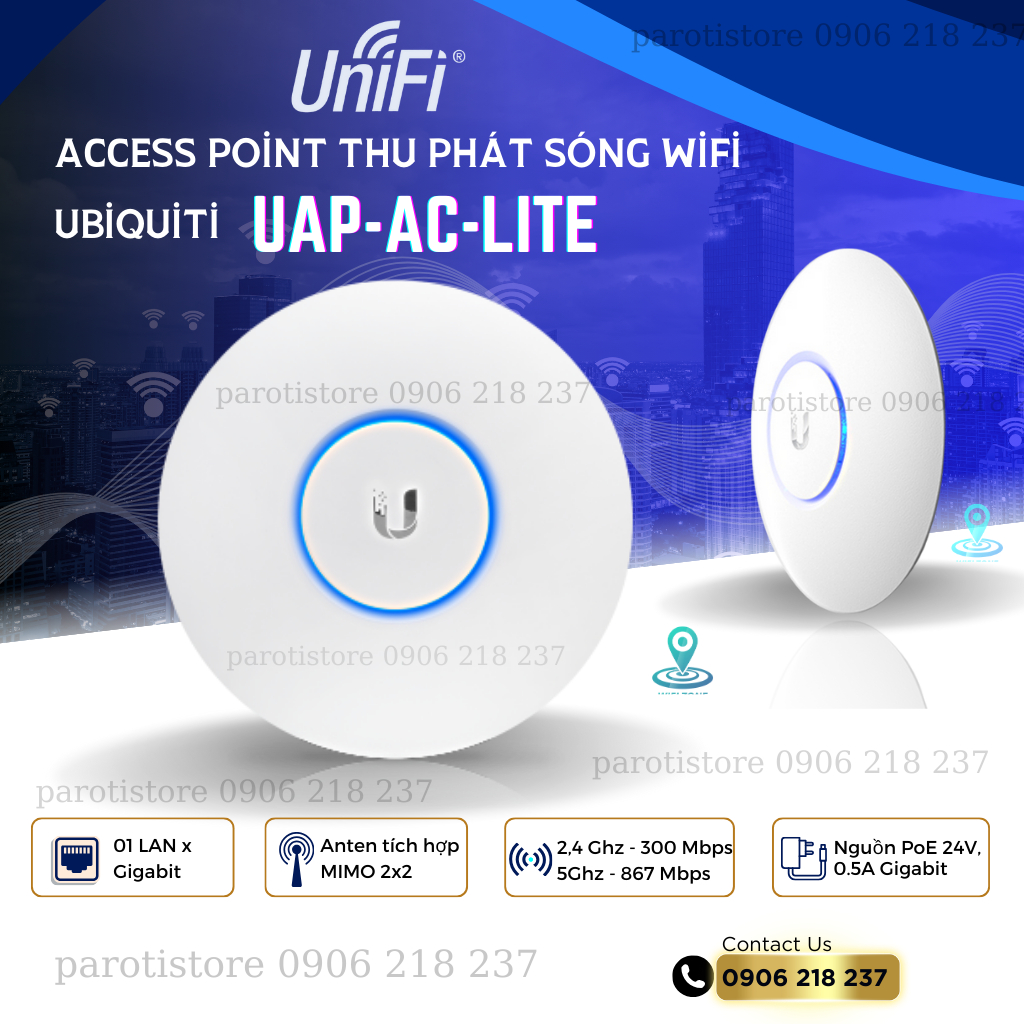 Thiết bị thu phát sóng WiFi trong nhà Access Point UniFi UAP AC LITE _chính hãng, mới 100%